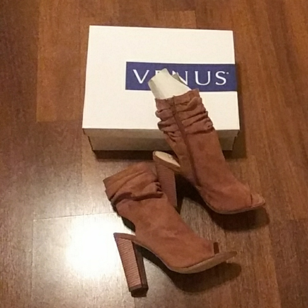 Trendy open heel booties